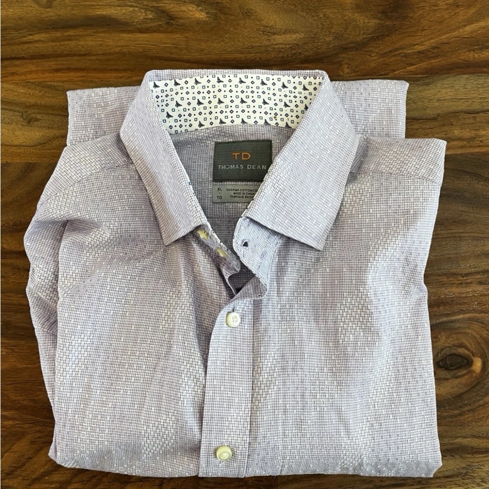 Thomas Dean Men's Lavender Button Down Shirt